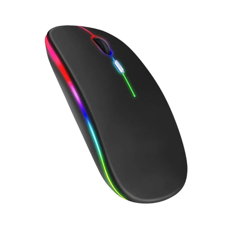 Mouse Bluetooth RGB Recarregável Perciron 3600 DPI Ergonômico Sem Fio