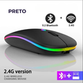 Mouse Bluetooth RGB Recarregável Perciron 3600 DPI Ergonômico Sem Fio