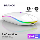 Mouse Bluetooth RGB Recarregável Perciron 3600 DPI Ergonômico Sem Fio