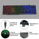 Teclado Gamer Semi-Mecânico Evolut RGB Rainbow ABNT2 107 Teclas USB
