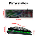 Teclado Gamer Semi-Mecânico Evolut RGB Rainbow ABNT2 107 Teclas USB