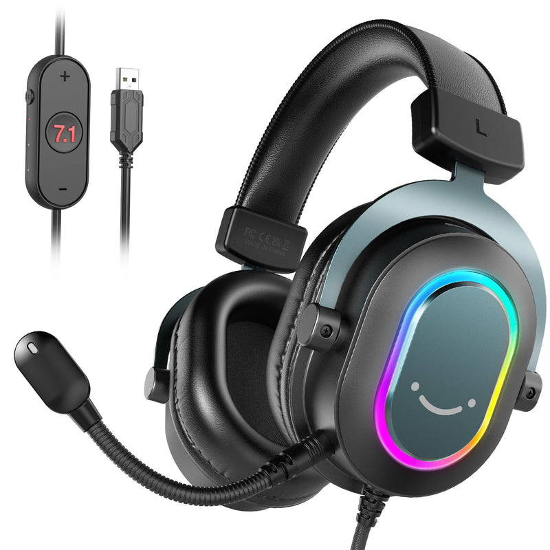 Headset Gamer FIFINE USB RGB 7.1 Surround Memory Foam Microfone Removível PC PS4 PS5